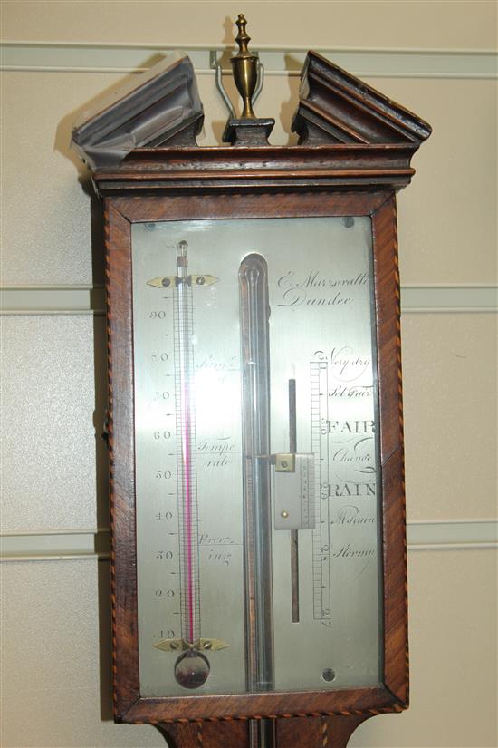 E. Marzoratti of Dundee. A George III mahogany stick barometer, 3ft 3in.